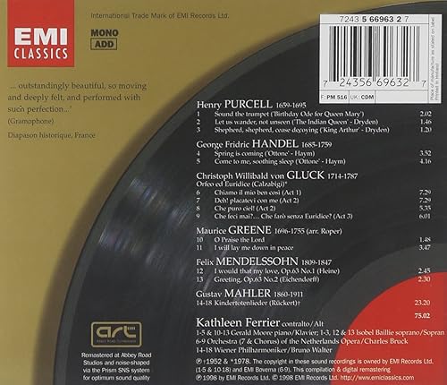 Miniatura 2 de Mahler Kindertotenlieder Gluck Greene Handel Mendelssohn Purcell Great Recordings of the Century