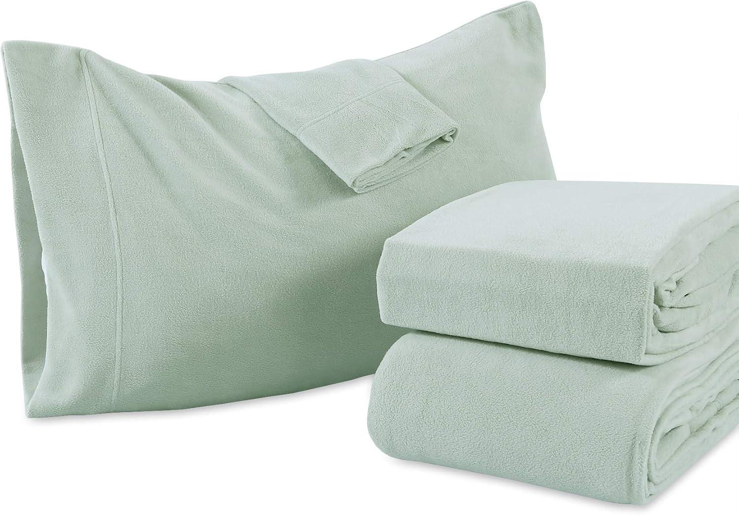 Berkshire Blanket Polarfleece Sheet Set | Heavyweight Warmth | Super Soft Warm Cozy Fleece Sheets | Pastel Green | King (100" x 108")