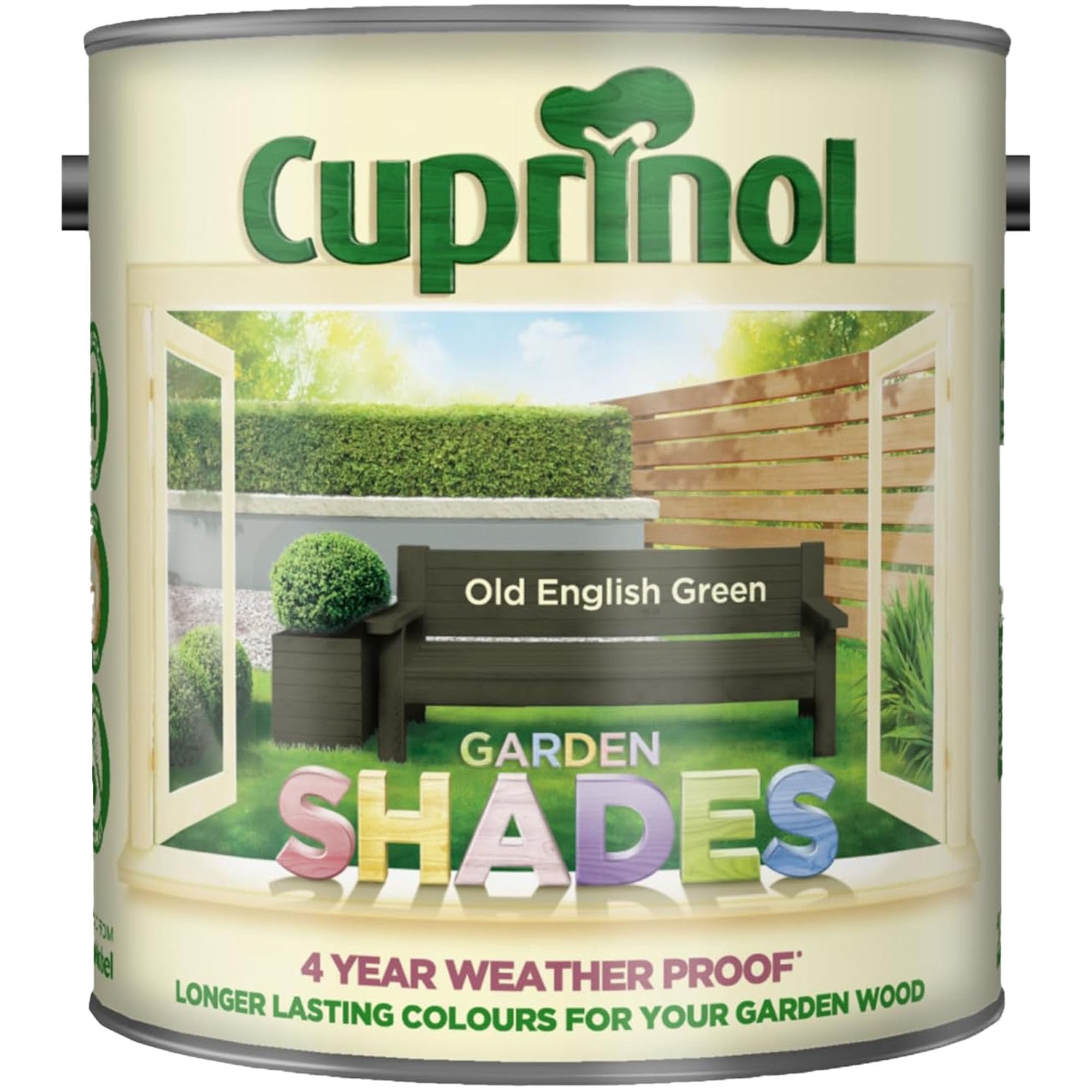 DUAYRA Garden Shades Paint | Quick Drying Water Based | For Garden Fence, Shades, Benches, Terracotta, Brick, Stone | Exterior Wood Furniture | Long Lasting (Old English Green, 2.5 Liters)