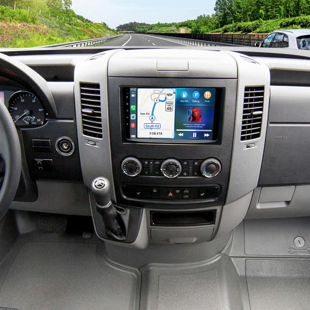 9 Inch Android 13 Car Stereo for Mercedes-Benz Sprinter 2006-2017 Double Din HD Touch Screen Car Audio Receiver w/Carplay Android Auto, Built-in