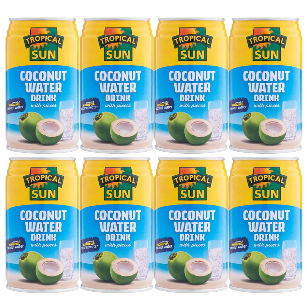 Tropical Sun Coconut Water Drink with Pieces Sweet Natural Energizing Nutriton Nectar 330ml x 8 with Welari Thank You Card | (8pack)