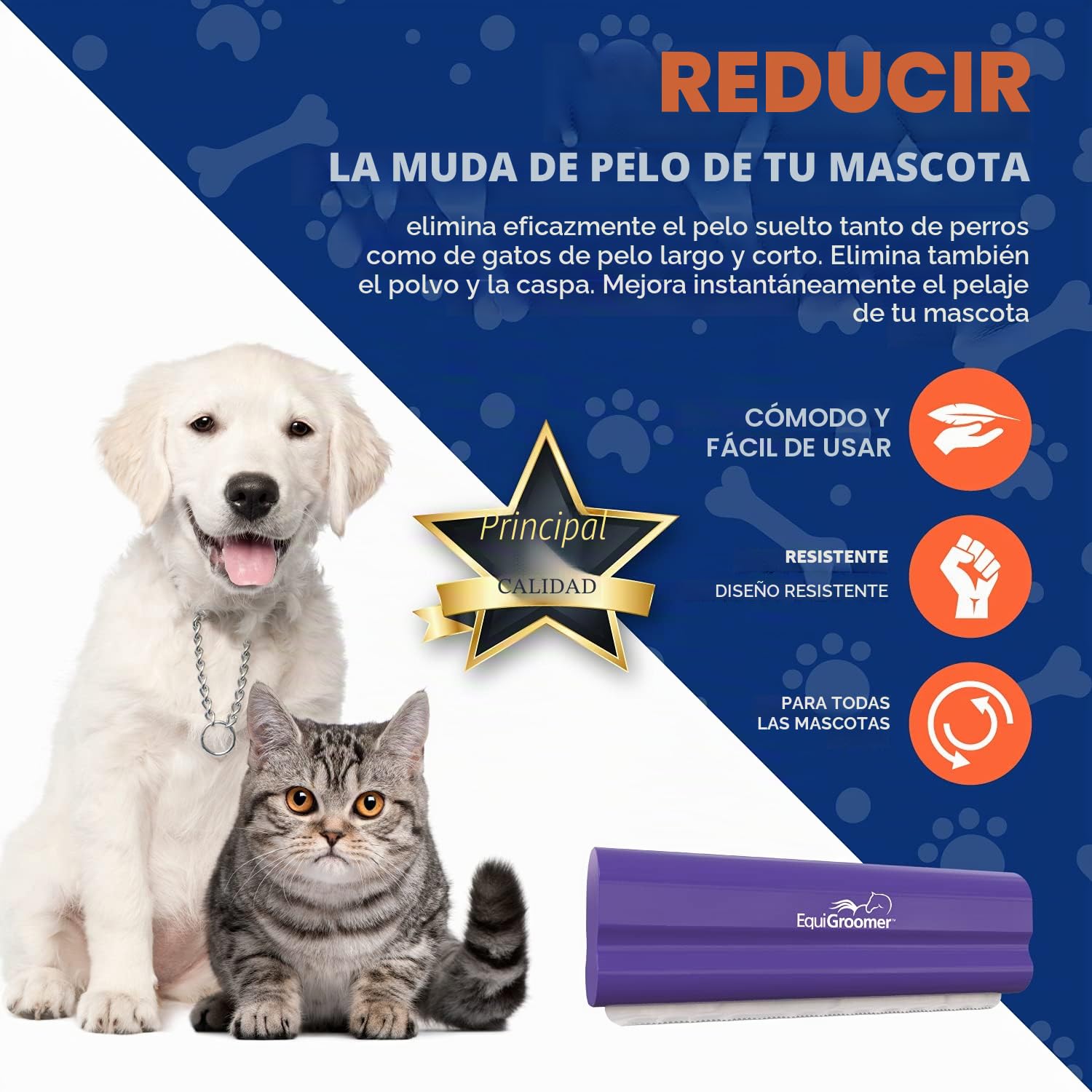 EquiGroomer Cepillo para Perros y Gatos 12,7 cm Morado
