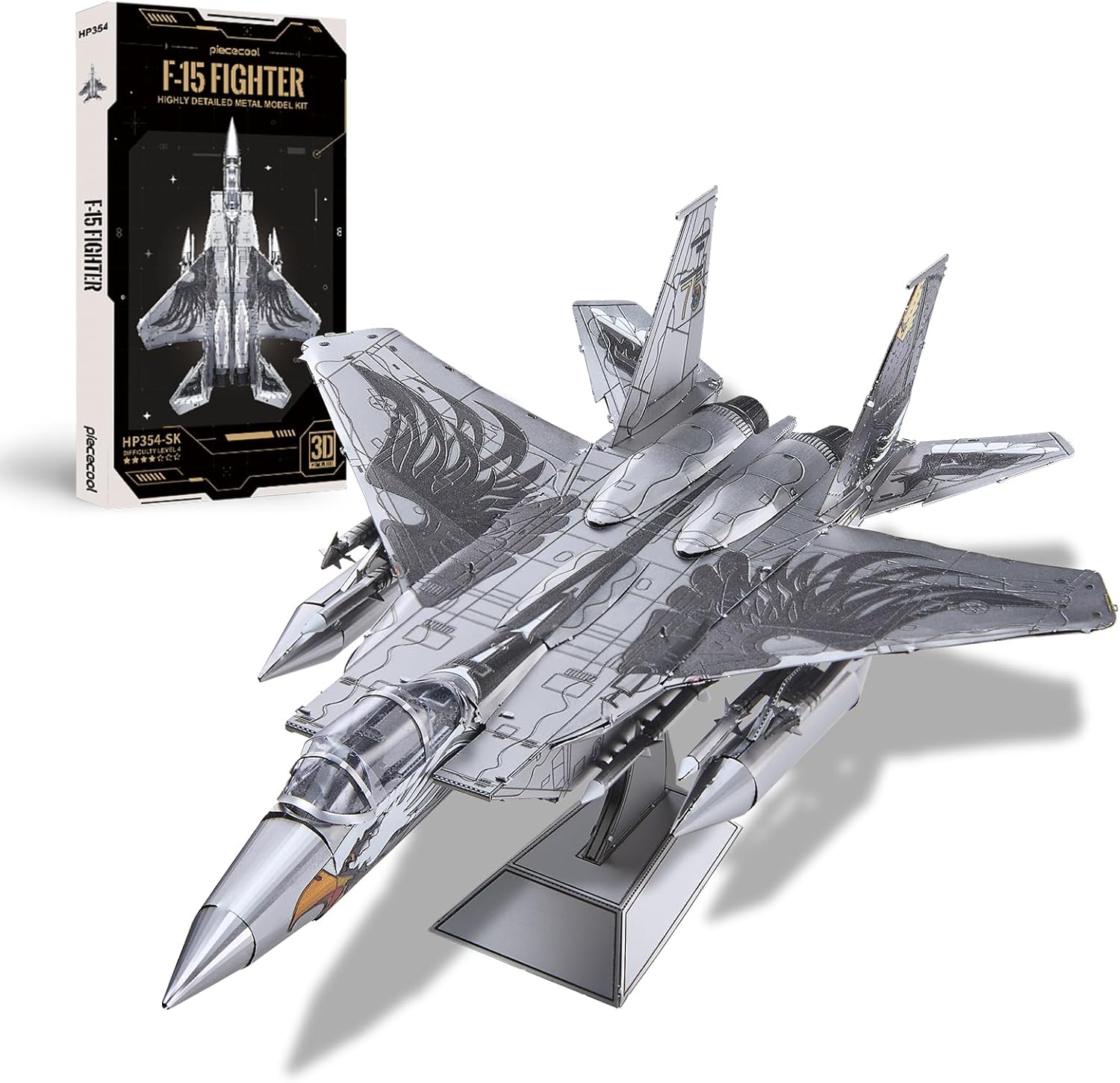 Piececool 3D Puzzles for Adults, American F-15 Fighter Metal Airplane Kit to Build, DIY Assembly Plane Model, Best Gifts for Military Enthusiasts, Desk Decor