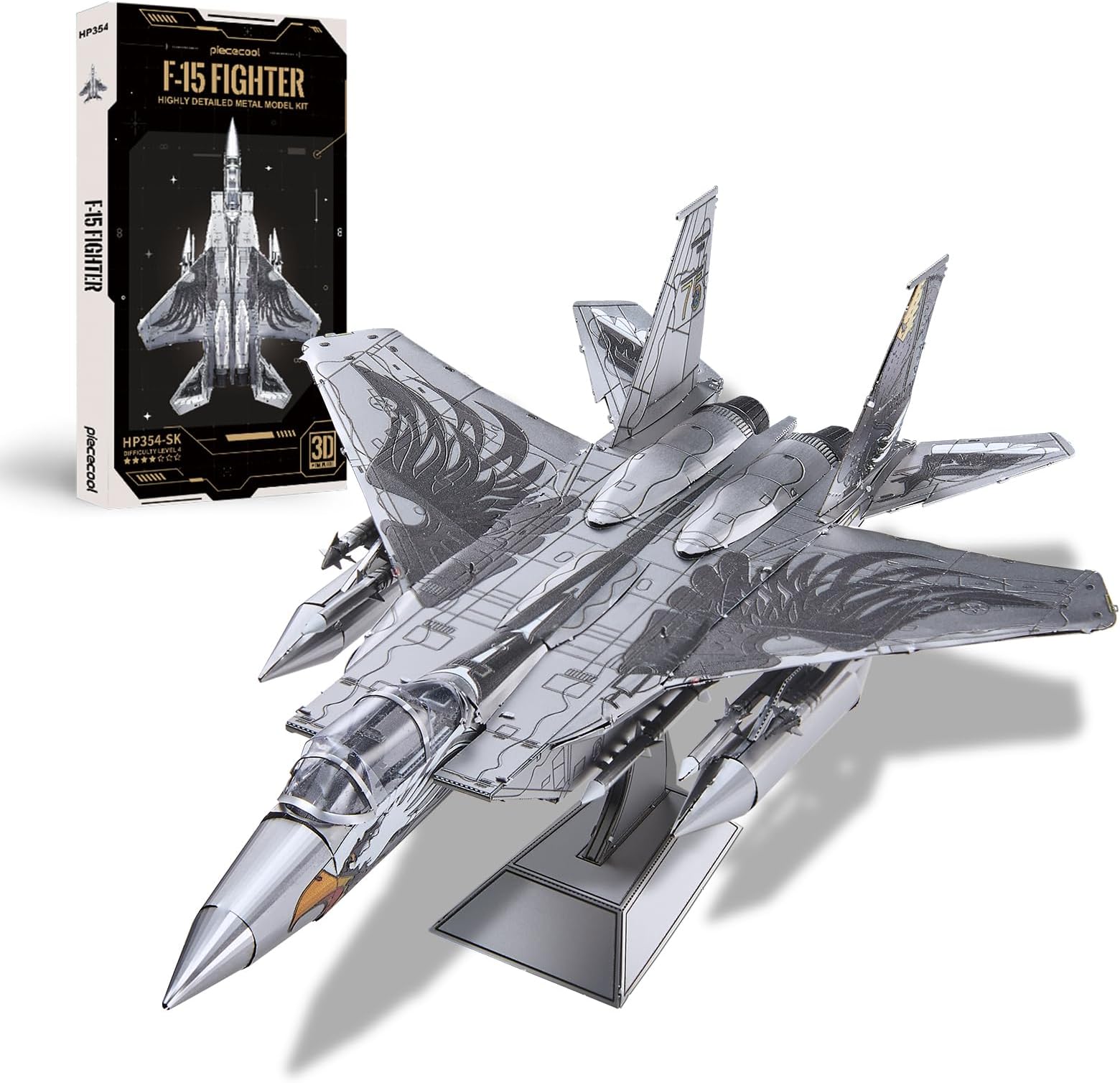 3D Puzzles for Adults, American F-15 Fighter Metal Airplane Kit to Build, DIY Assembly Plane Model, Best Gifts for Military Enthusiasts, Desk Decor