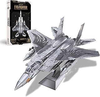 3D Puzzles for Adults, American F-15 Fighter Metal Airplane Kit to Build, DIY Assembly Plane Model, Best Gifts for Military Enthusiasts, Desk Decor