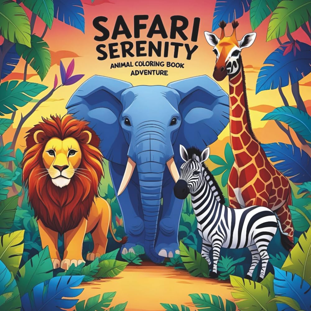 Safari Serenity: Animal Coloring Book Adventure: Relax and Create with Stunning Wildlife Designs for Kids and Adults