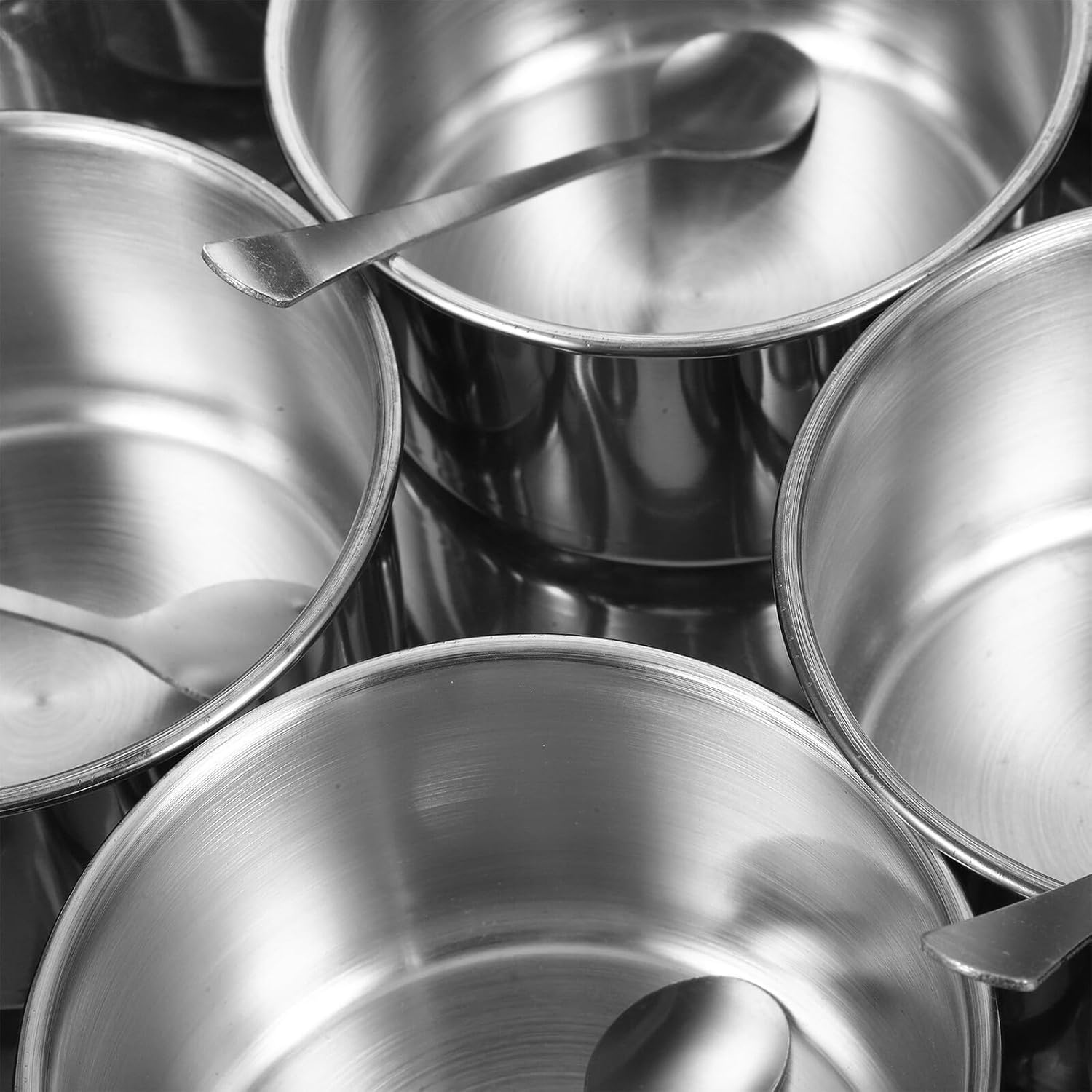 Luxshiny Stainless Steel Spice Container Set 4-compartment Condiment Organizer with Removable Lids Kitchen Seasoning Jars Household Spice Holder for Countertop Storage