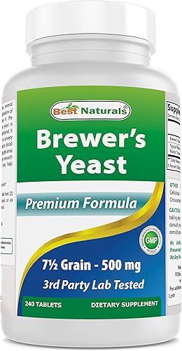 Best Naturals Brewers Levadura 500 mg 240 comprimidos (porción de 1000 mg) Probado en laboratorio de terceros para calidad y pureza
