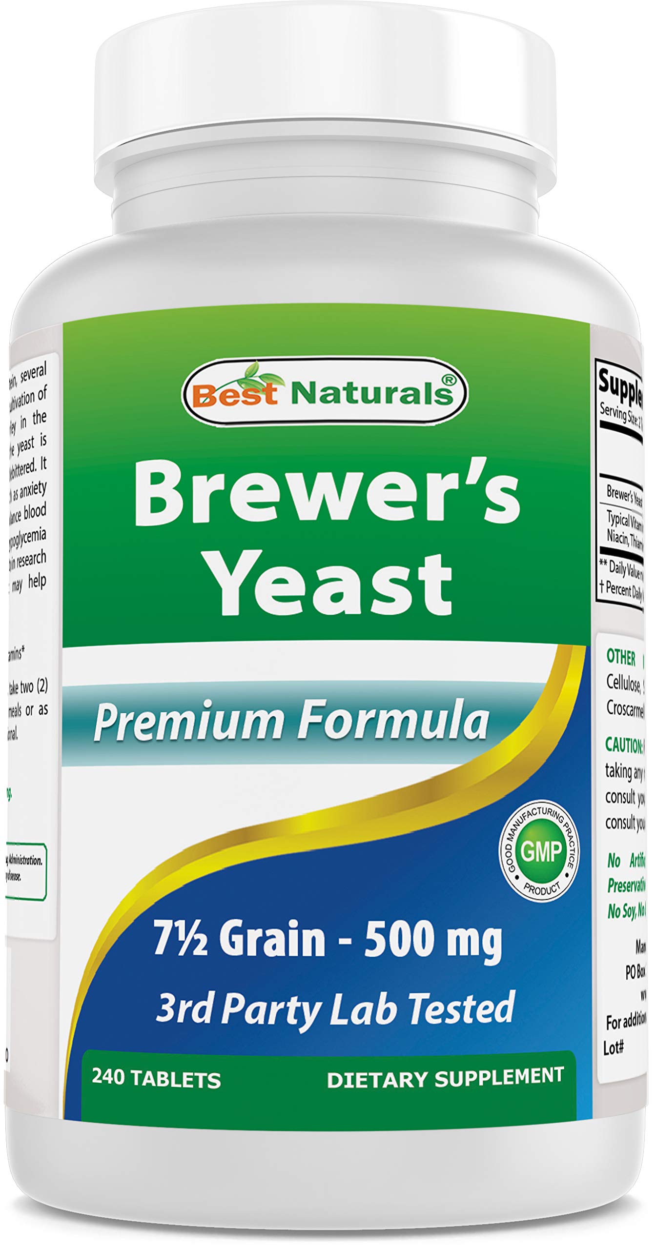 Best Naturals, Brewers Yeast, 7-1/2 Grains with Vitamin B1, Vitamin B2, 1000 mg 240 Tablets (240 Count (Pack of 1))Best Naturals, Brewers Yeast, 7-1/2 Grains with…