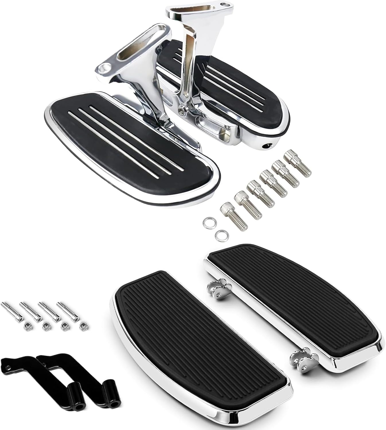 Motorcycle Footboards Passenger with Traditional Shape Front Driver Floorboard