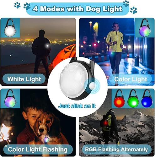 Miniatura 2 de Luces de perro con 4 modos para caminar por la noche luz impermeable IP68 luces de collar de perro recargables de alta capacidad para la noche