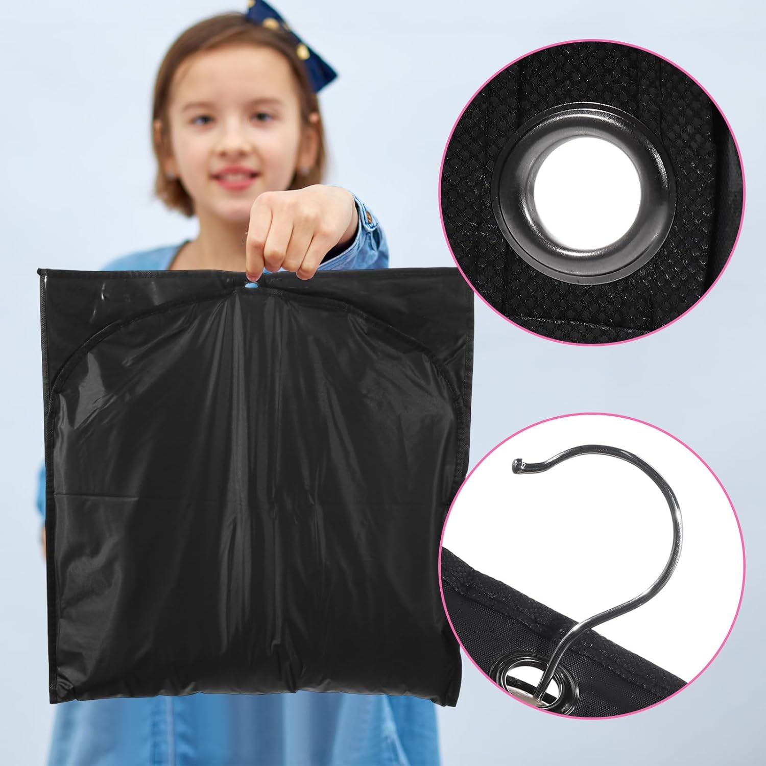 Windyun 10 Pack Garment Bags for Dance Costumes Kids 40 Inch Clothing Bags Hanging Clothes with 3 Clear Zipper Pocket Waterproof Garment Cover for Dance Competition, Travel, Closet Storage(Black) - Image 4