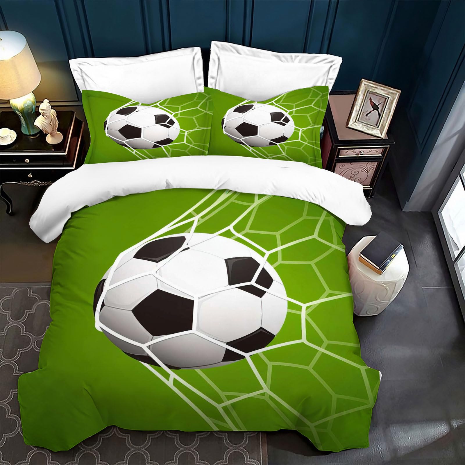 Housse de couette football 3D pour lit enfant et ado avec ses taies