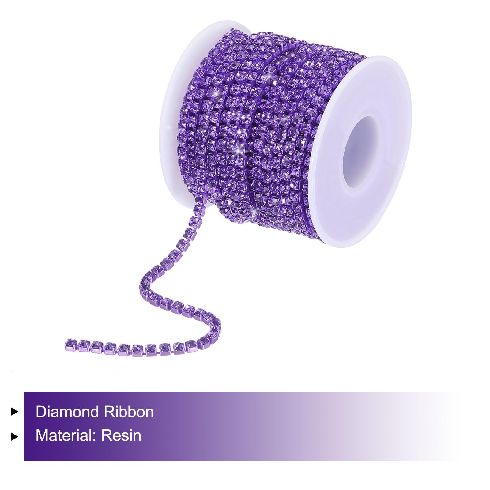 QUARKZMAN 10 Iarde 4mm Cristallo Strass Diamante Chiudi Catena Rifinitura Rifinitura Artiglio Coppa Catena per Cucito, Artigianato, Fai-da-Te Gioielli Matrimonio Decorazioni Viola