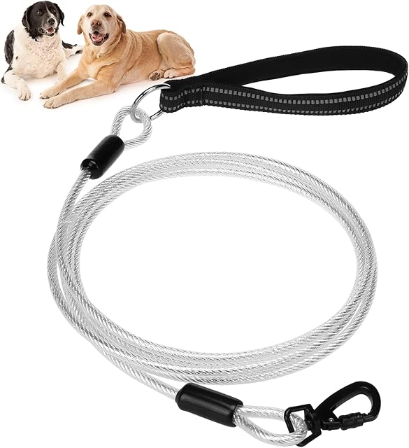 PUPTECK Dog Training Lead Leash Chew Proof - Sturdy Reflective Dog Training Leads with Neoprene Padded Handle & Rock Climbers Carabiner for Small Medium Large Dogs Outdoor Walking, Running, Climbing