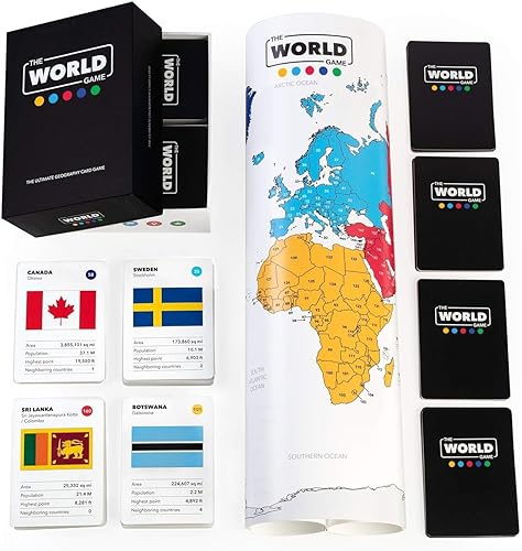 Miniatura 4 de The World Game - Juego de cartas de geografía - Juego de mesa educativo para niños, familia y adultos - Idea de regalo de aprendizaje genial para