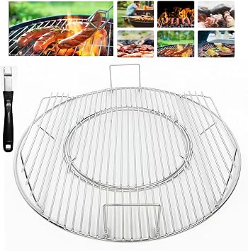 22.5" Grill Grate for Weber Kettle & Gourmet BBQ System, Premium Stainless Steel Hinged Cooking Grate Replacement for Weber 22 Inch Charcoal Grills Model 8835