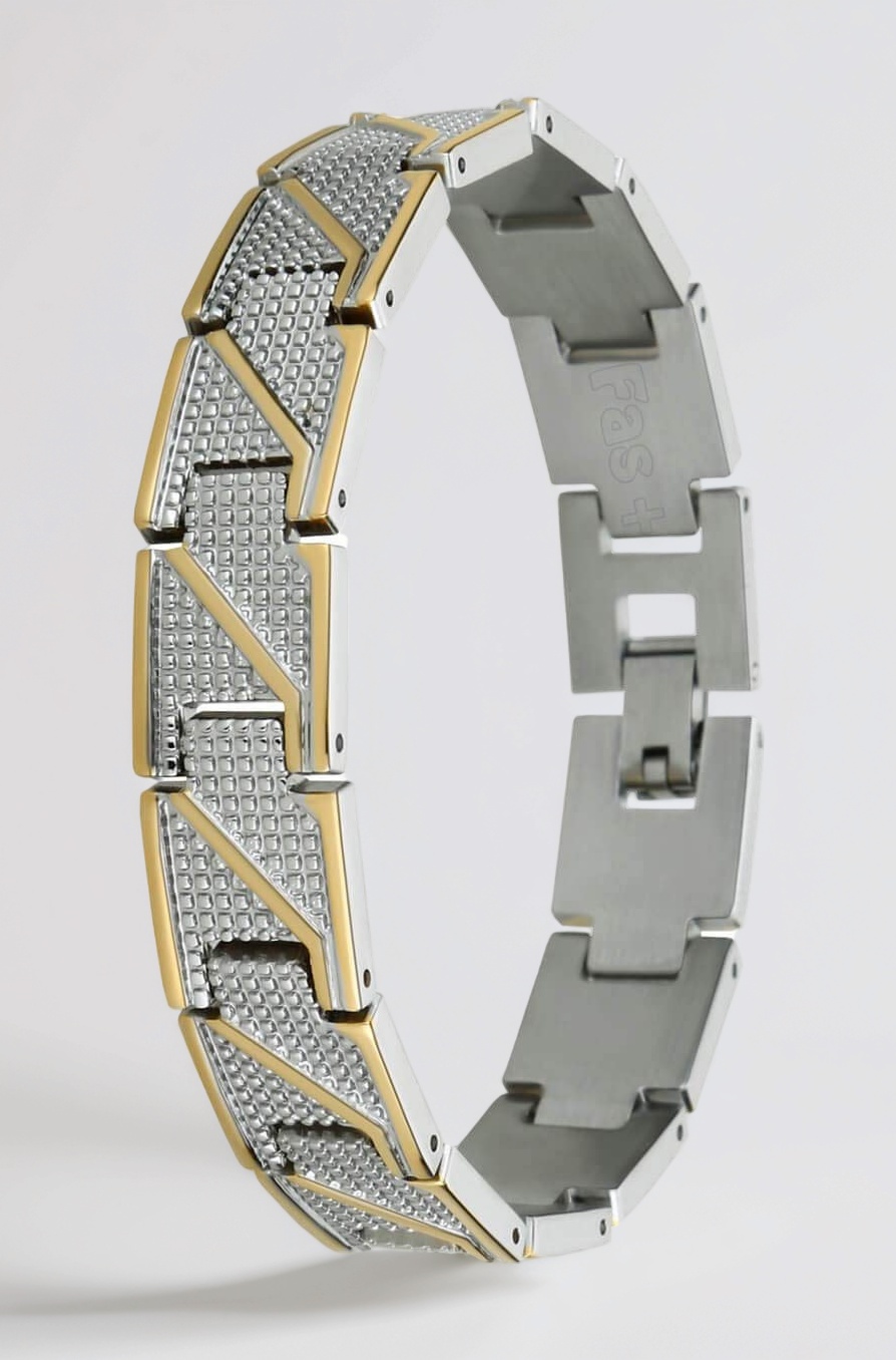 Brass Premium Guaranteed Gold And Silver Chrome Plated Size Adjustable Looser Bracelet For Men And Boys - LBBM2 GOLD & SILVER TT