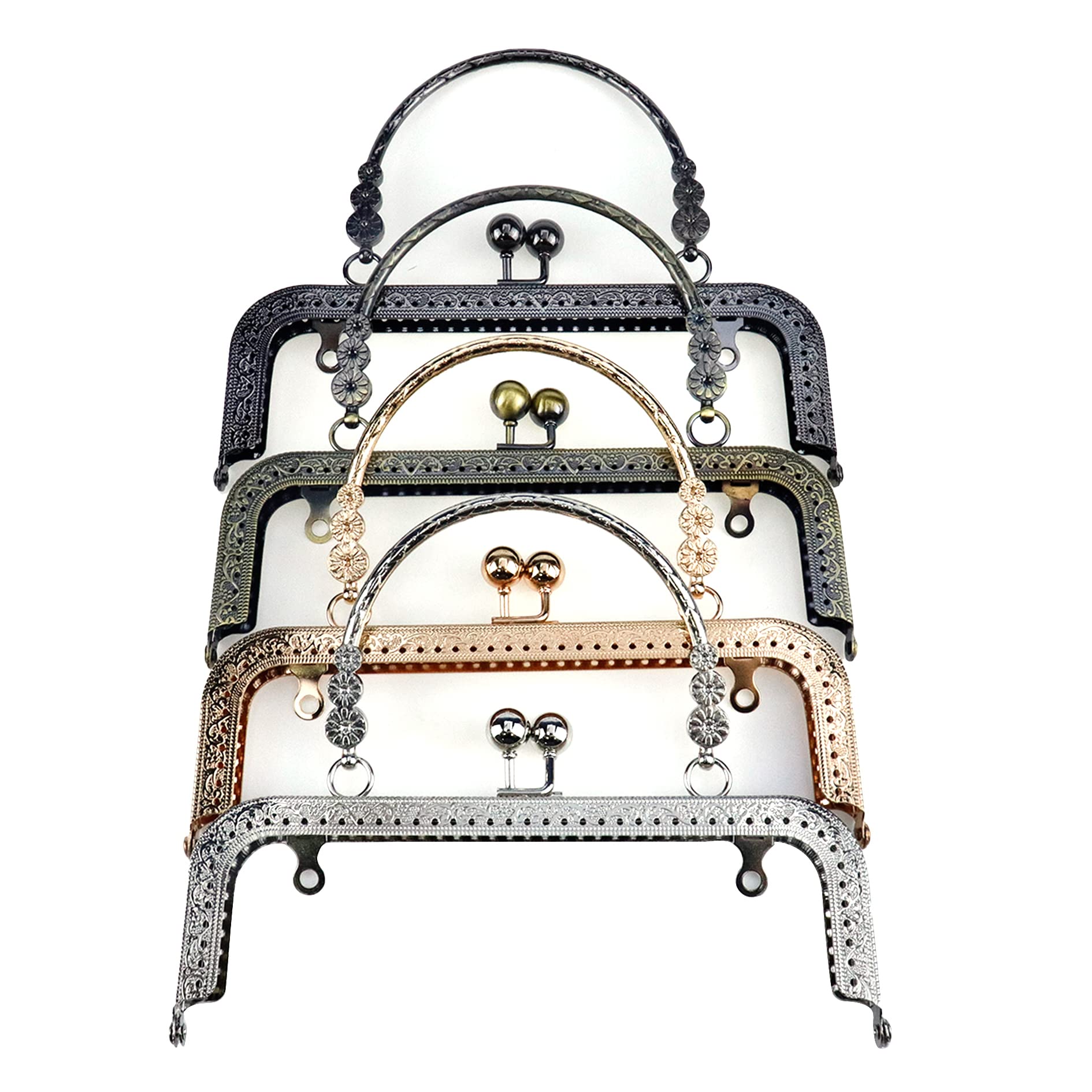 FarBoat 4pcs Handbag Kiss Clasp Lock Frame Handmade Bag Hardware Supplies 7.3x2.4inch