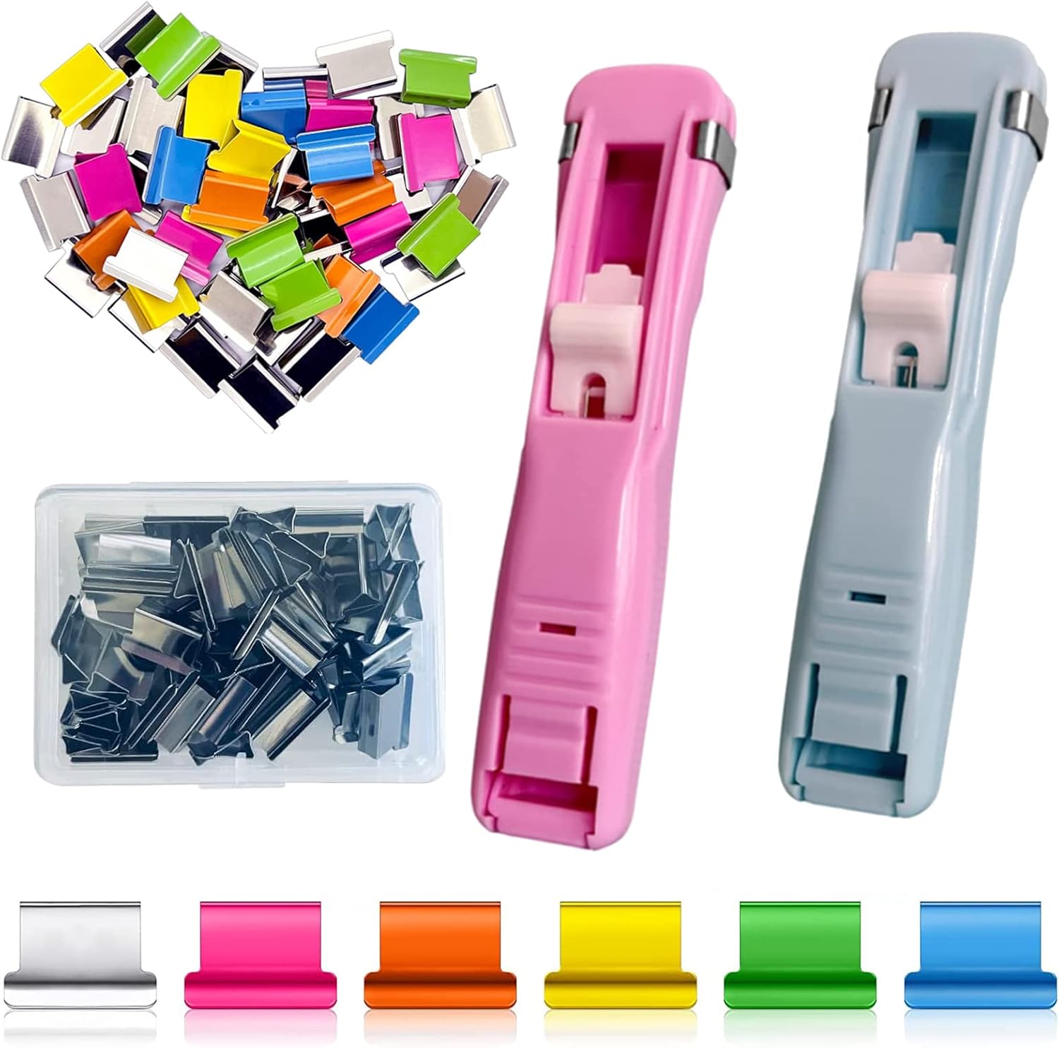 Paper Clam Dispenser, 2Pcs Handheld Paper Fast Clam Clip Dispenser with 100 Reusable Refill