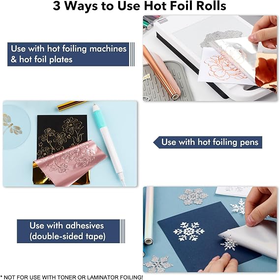 BAOFALI 12 PCS Per 5.9inx4.26ft Heat Activated Foil,Hot Foil Roll Heat Activated Foil Foil,Foil Transfer Sheets for Scrapbooking Use with hot Foiling Pens & Adhesives/Glue (12 Colors)