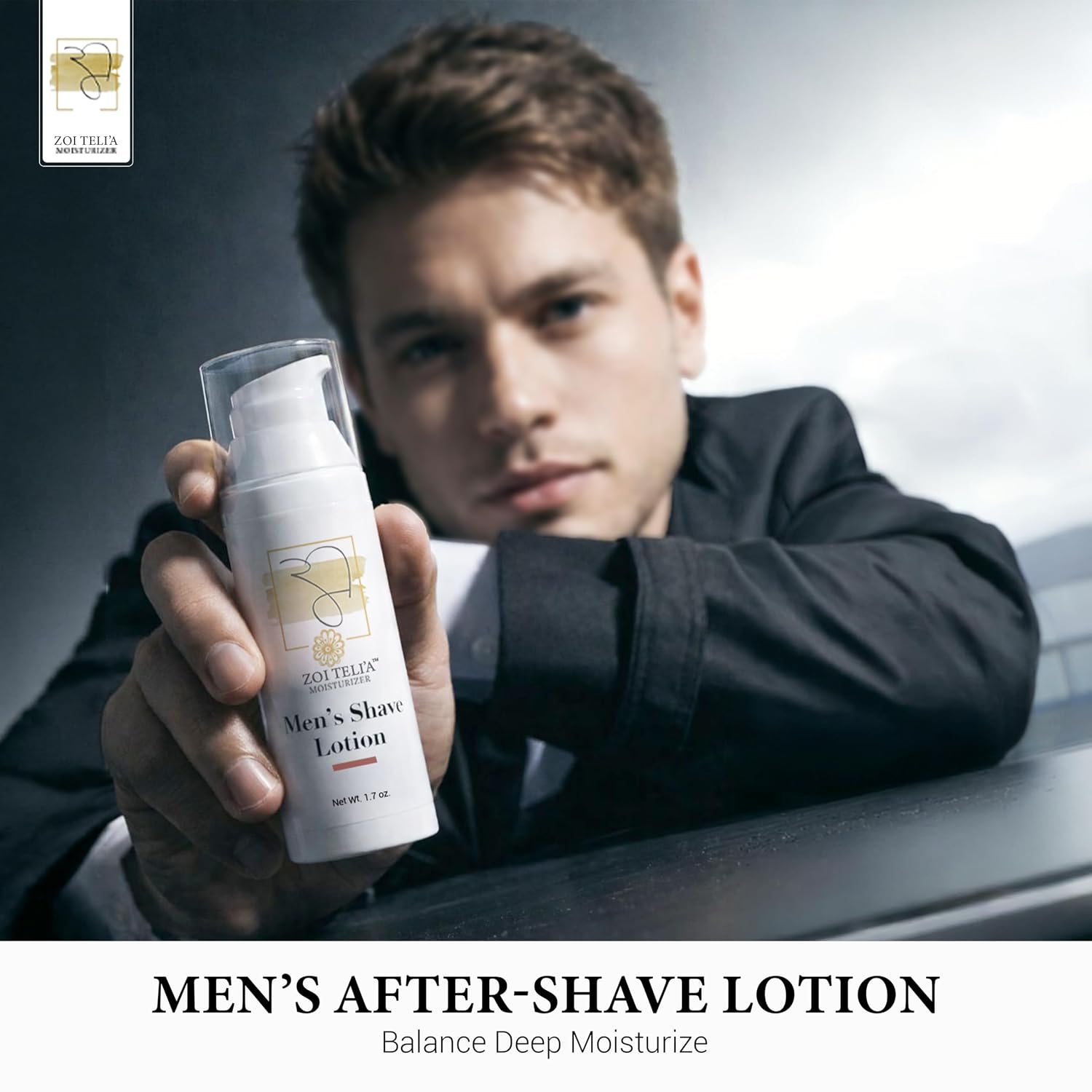 Zoi Teli'a Men’s After Shave Lotion Balance Deep Moisturize, Hydrate & Gentle on Skin with Cucumber, Coconut Oil & Glycerin - Fast Absorbing, Non-Sticky Skin Care Formula for Daily Use – 1.7 Oz