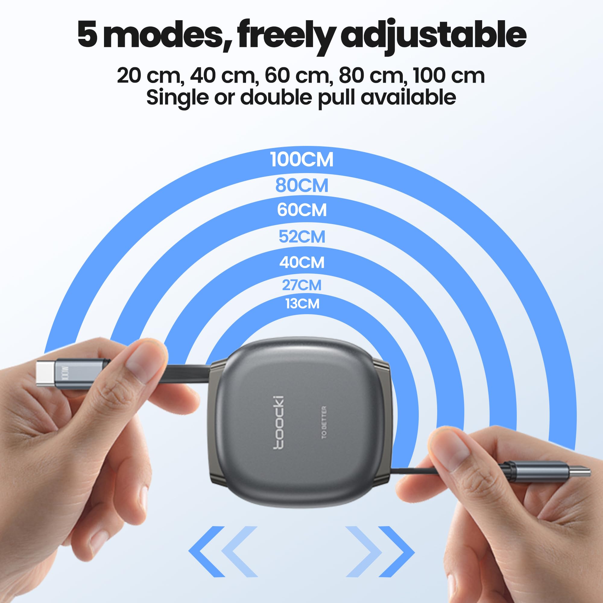 100 W zwijany kabel USB C (1 m), USB C na USBC, kabel do szybkiego ładowania z magnetycznym gniazdem do podróży, samochodu, codziennego użytku, 4 wstępnie ustawione długości do iPhone 16/15, Galaxy