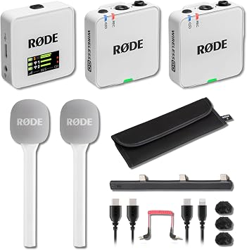 Rode Wireless GO Gen 3 Complete White Bundle with 2 Interview GO Handheld Mics Dual-Channel 32-Bit Float Clip-On Microphone Kit for Podcast, Broadcast, Recording and Filmmaking