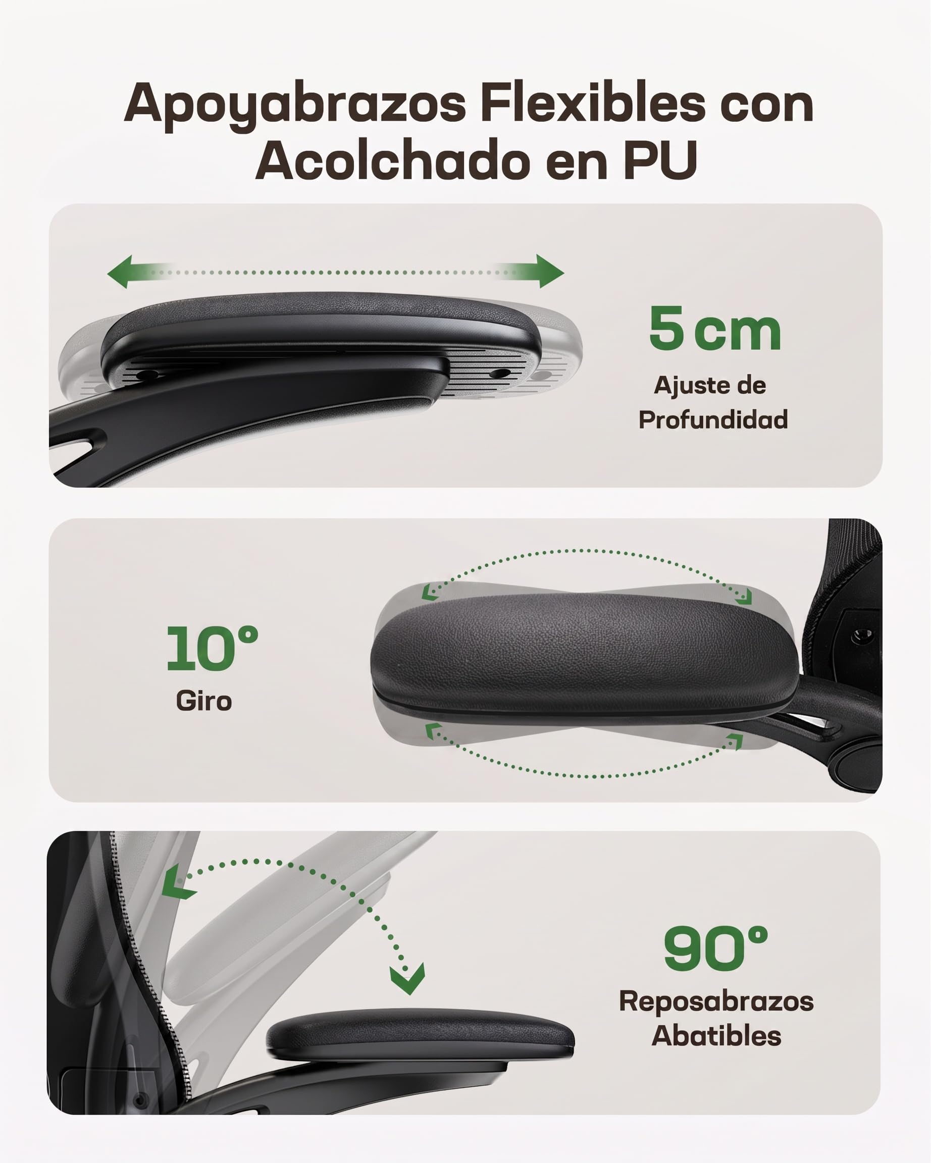 Marsail Silla Escritorio Ergonomica: Silla Oficina de Computadora con Respaldo Alto de Malla y Soporte Lumbar Ajustable Silla Giratoria para Tareas Trabajo con Ruedas, Reposabrazos 3D