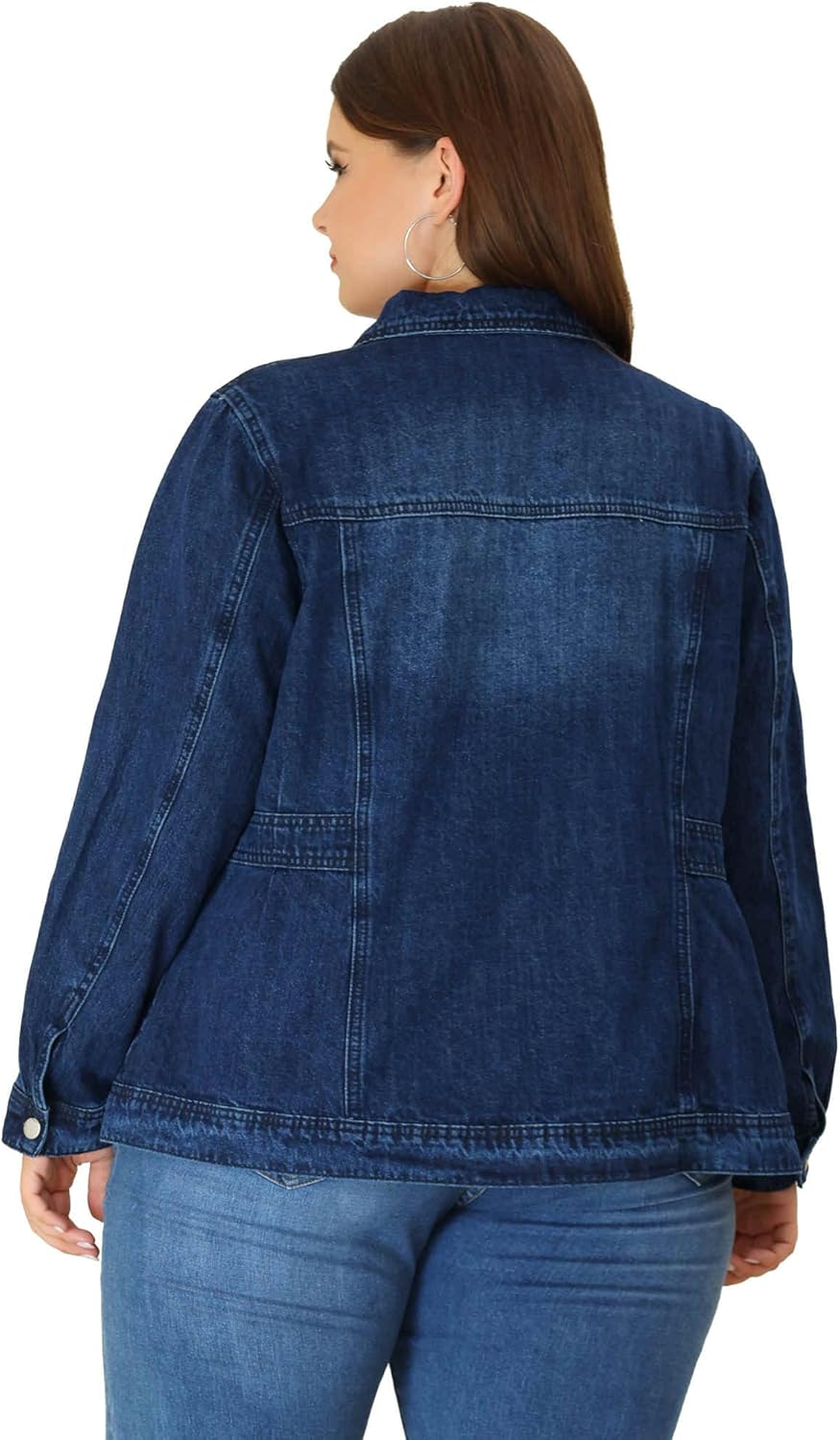 Agnes Orinda Plus Size Denim Jacket for Women Long Sleeve Button Down Washed Front Trucker Jean Jacket 2026 Western Outfit - Image 4