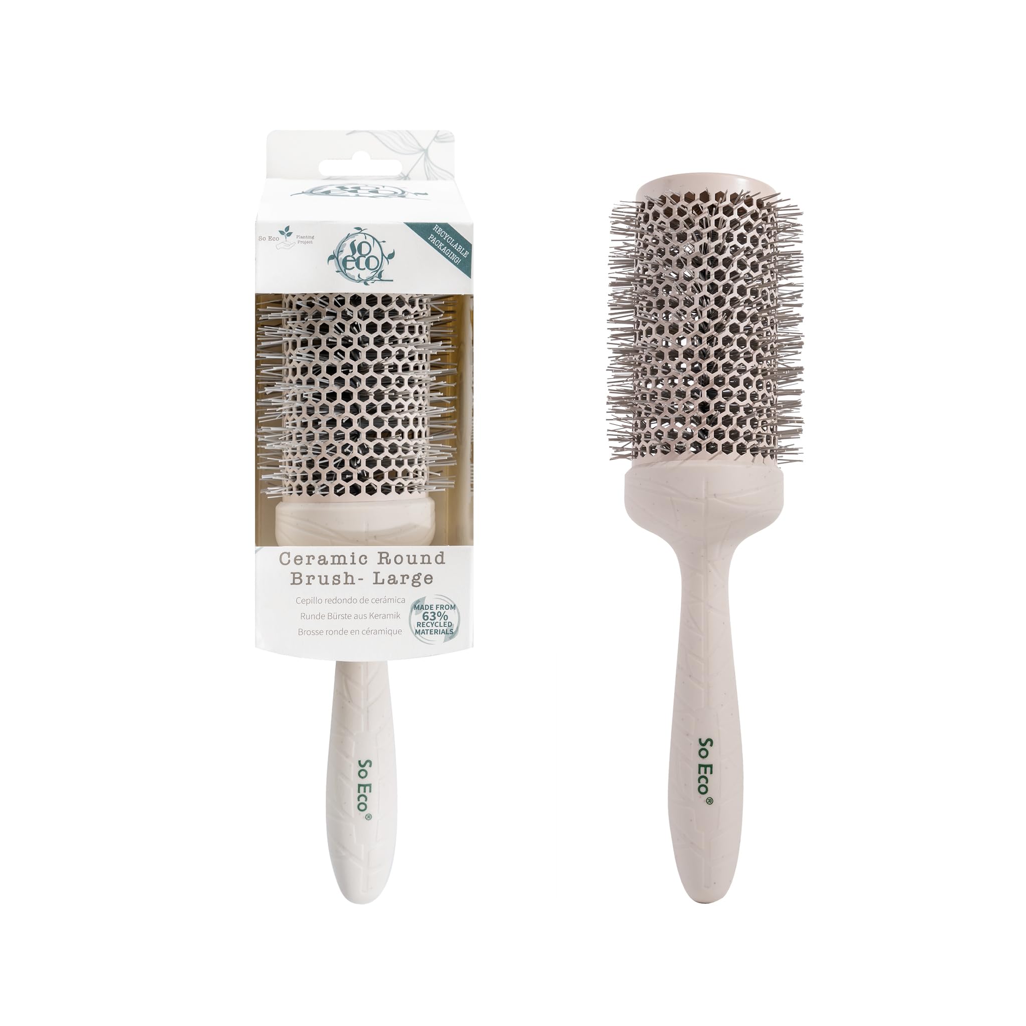 So Eco Large 53mm Thermo Ceramic Round Brush - Hair Styling, TORN BOX