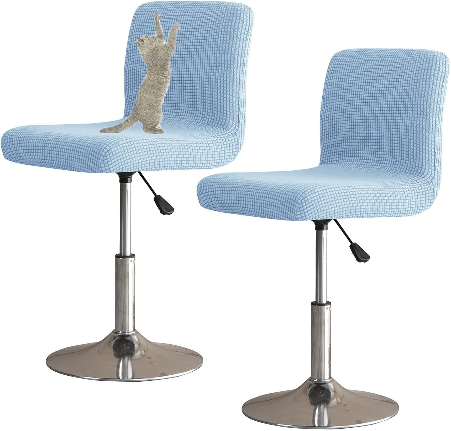 YOPOIY Bar Stool Covers with Backs Set of 6 4 2, Cat Scratch Proof Stretch Bar Stool Chair Covers Washable Universal Swivel Pub Chair Slipcover (Blue c,2 PCS)
