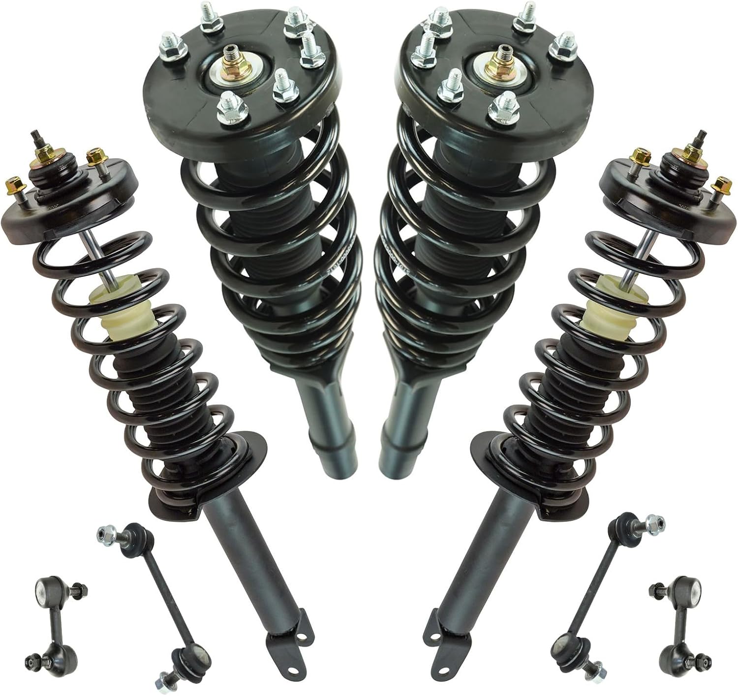 TRQ Front and Rear Suspension Kit Complete Strut & Coil Spring Assembly Sway Bar Stabilizer Link Compatible with 2008-2012 Honda Accord