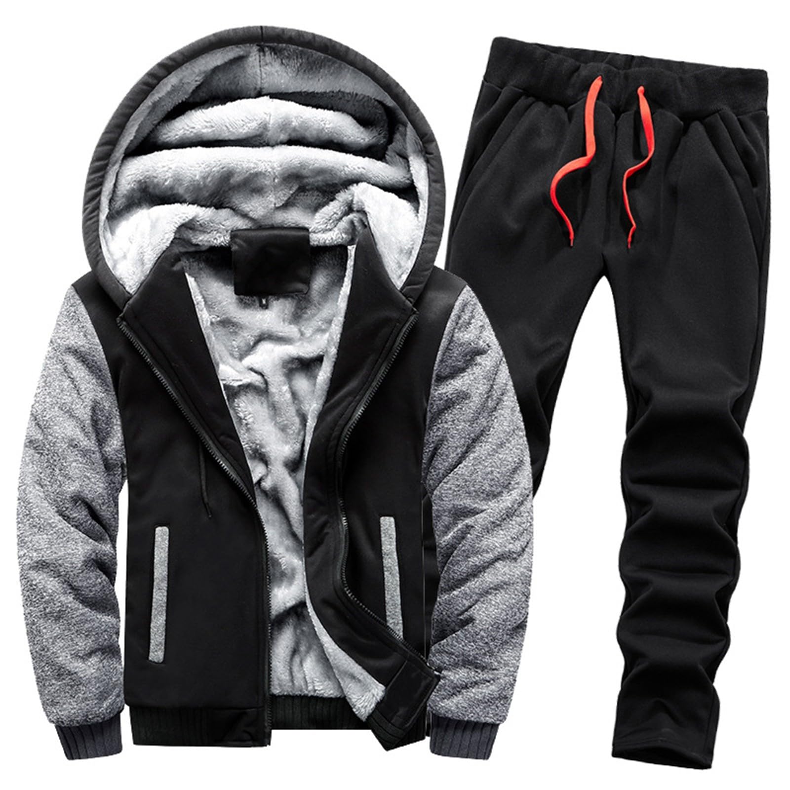 Tute da Ginnastica Uomo Maniche Lunghe Giacca invernale con cerniera Sports Jogging Pantaloni Leggero Sportiva Set Completa Felpa Tracksuit,Tuta Completa Uomo Invernale,Regalo Natale Halloween