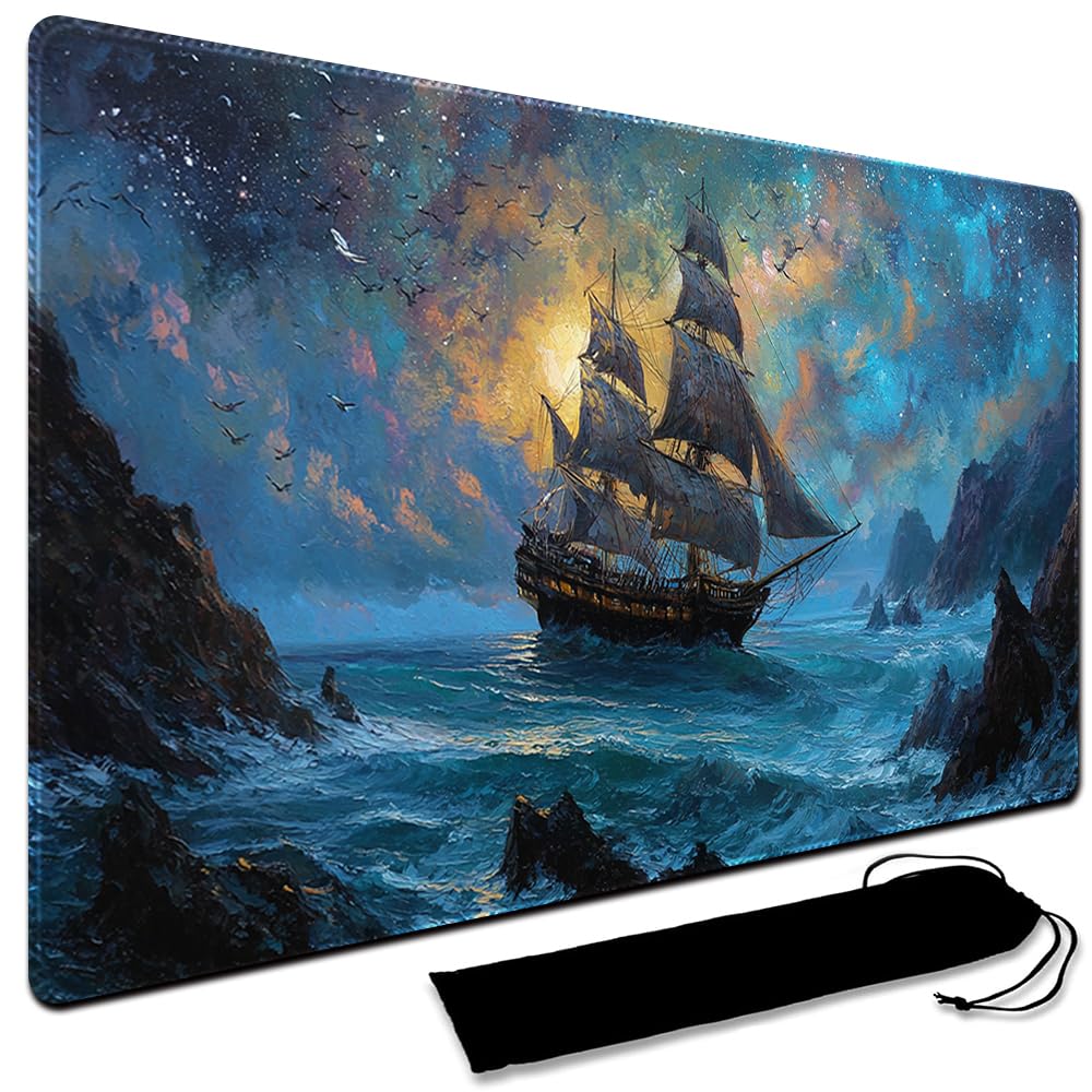 MTG Playmat,With Storage black Bag Szie 60 x 35CM , With Zone MTG playmat Stitched Edges Game Play Mat Trading Card Game Playmats Mouse Pad Smooth Rubber Surface TCG Game Mat (No Zone,12)