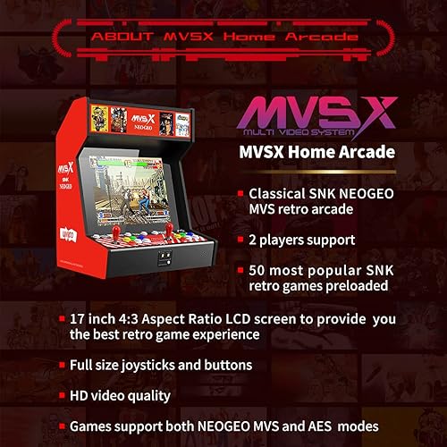 Miniatura 3 de NEOGEO MVSX Arcade y Base con 50 juegos clásicos SNK precargados, pantalla de 17 pulgadas para el hogar