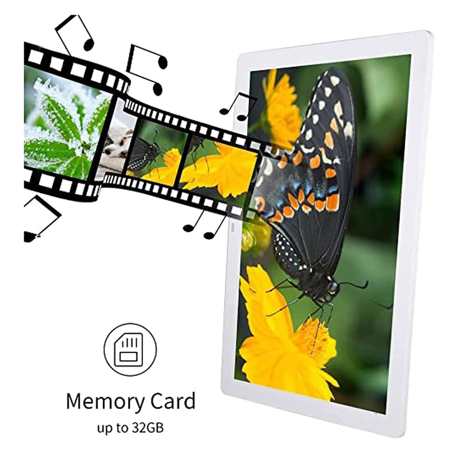 Cornice per Foto Digitale 20 Pollici IPS 1440x900 HD – Grande Display, Telecomando, Sensore Movimento, Data e Ora, USB, Luminosità Regolabile, Musica Sottofondo (Bianco)