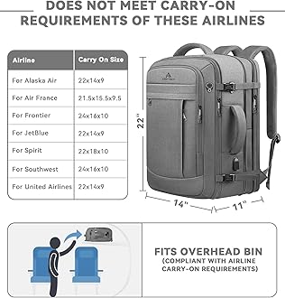 60L Travel Laptop Backpack for Men, Extra Large Backpack, Big Capacity Carry On Backpack, 18 -19 Inch Laptop Backpack with USB Charge Port Water Resistant Luggage Computer Daypack College Bag, Grey