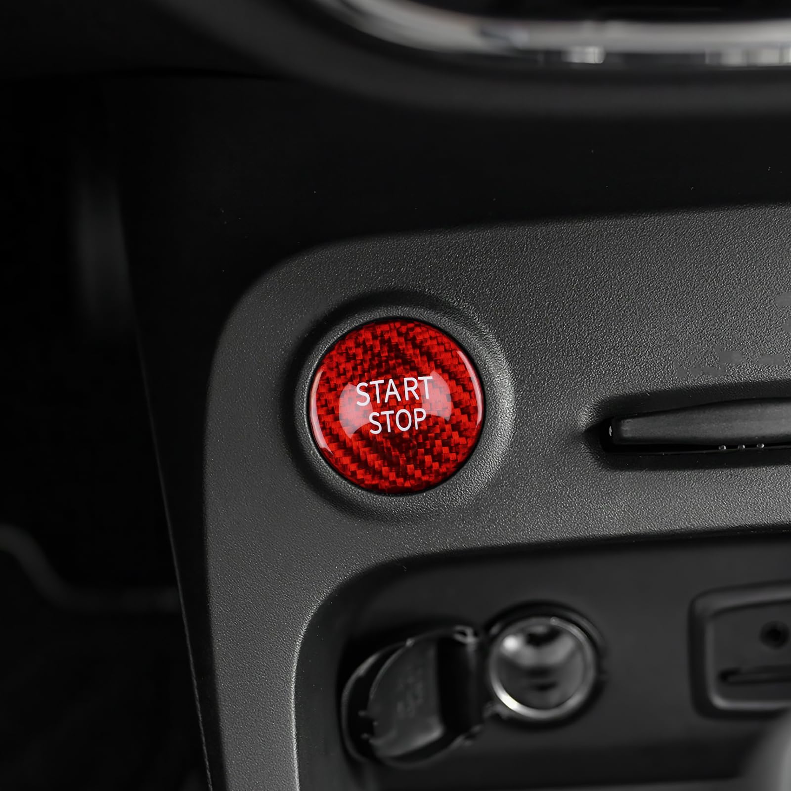 KUNGKIC Autocollant bouton interrupteur de démarrage/arrêt moteur allumage en fibre de carbone dur pour voiture Renault Fluence Megane Clio Koleos Duster Captur Latitude Zoe Talisman Kadjar