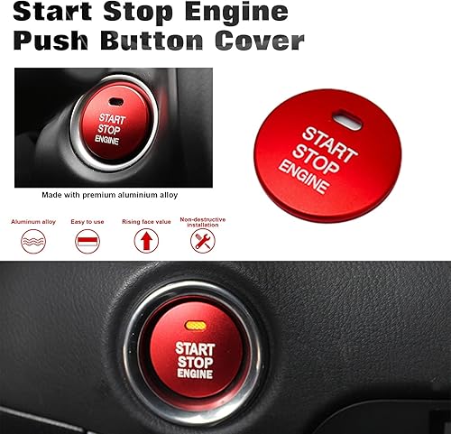 Miniatura 3 de Xotic Tech - Botón de aluminio para arranque del motor sin llave, cubierta de interruptor de encendido de alimentación, decoración de calcomanía,