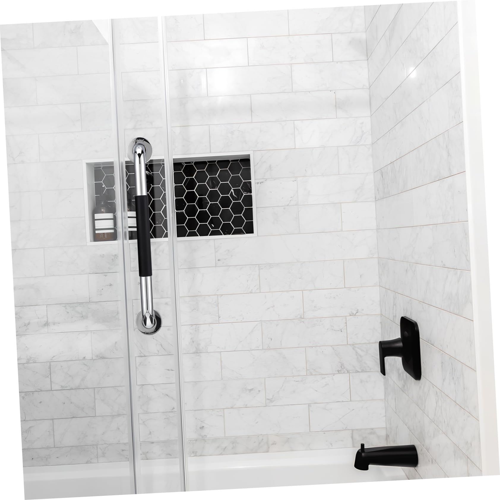 Barre D'appui de Salle de Bain 2 Pièces en Acier Inoxydable 304 Noir