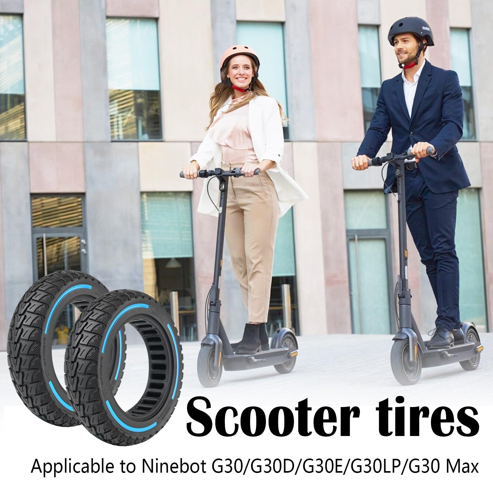 2 Stück Vollgummireifen für Ninebot G30/G30d/G30e/G30lp/G30 Max 10x2.5 Zoll Ersatzreifen 60/70-6.5 E Scooter Solid Reifen E Scooter Reifen 10 Zoll