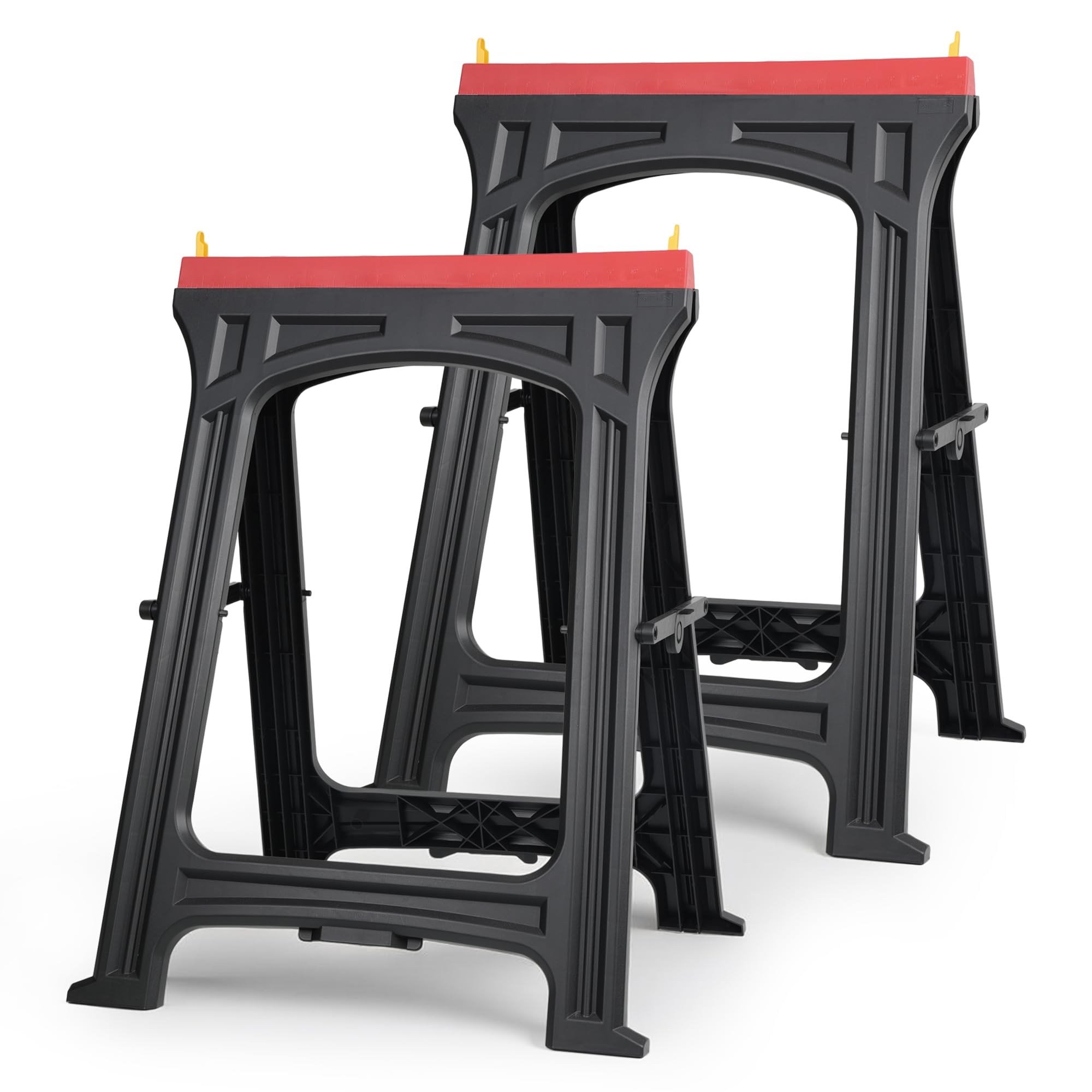 ZYJOYY Saw Horses 2 Pack, Folding Plastic Sawhorse, 700 LBS/Pair Capacity, 2.3" Folded for Easy Carry &amp; Storage