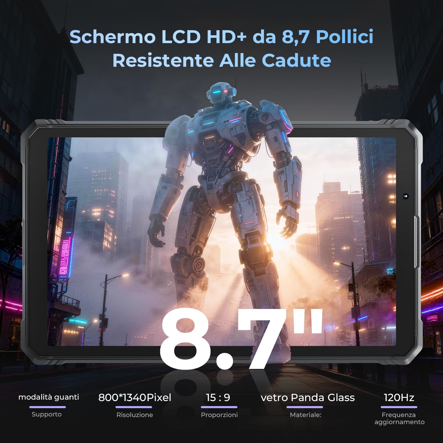 HOTWAV R11 Pro Rugged Tablet Android 16 Robusto Tablet 8.7" Stilo Tablet | 24GB+256GB/1TB TF Tablet Impermeabile, 10150mAh Robusto Tablet PC 64MP+16MP/IP68 69K/Dual SIM 4G/5G WiFi/Face ID/GPS/NFC