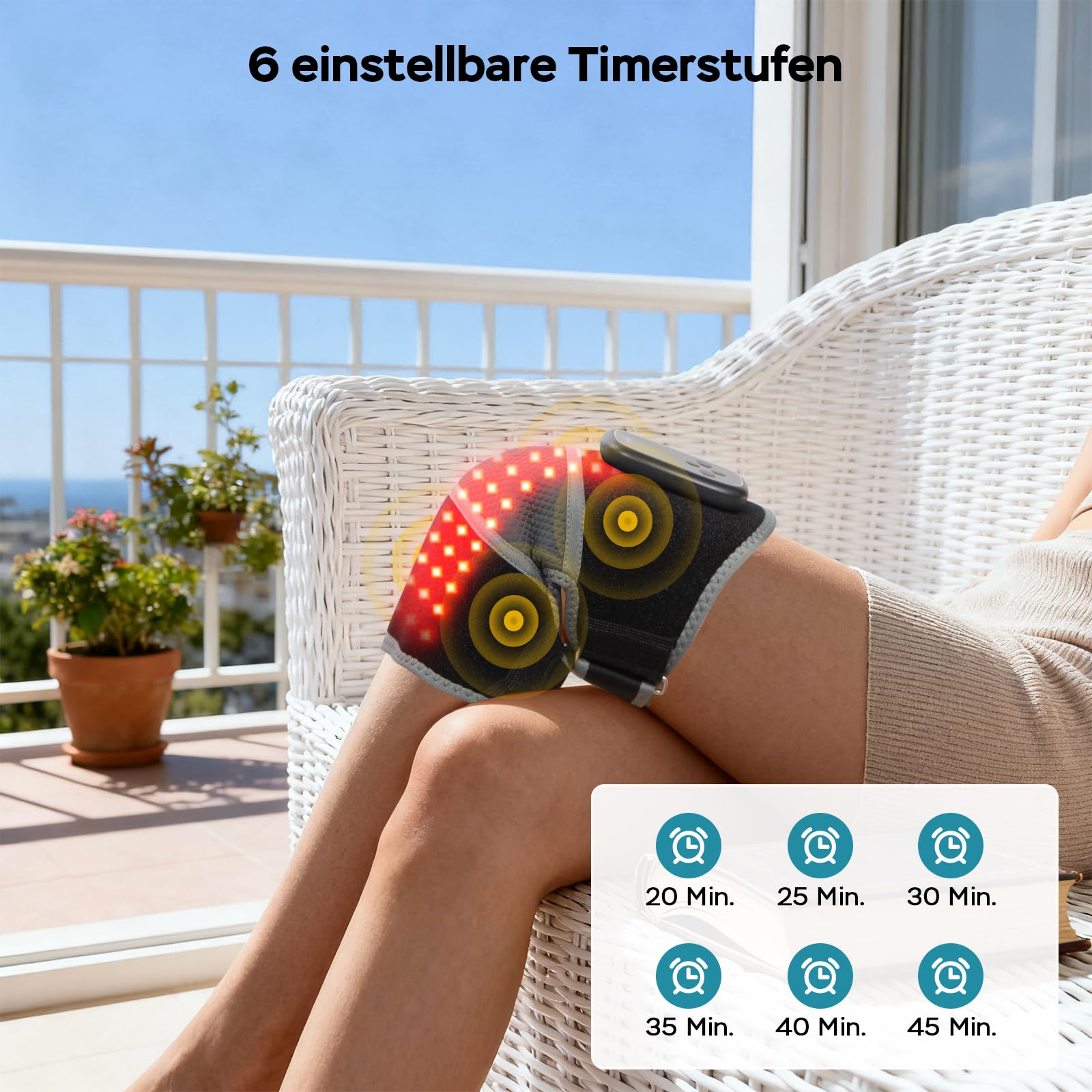 Rotlicht-Therapie Kniemassageband, 660 nm & 850 nm, 5000 mAh