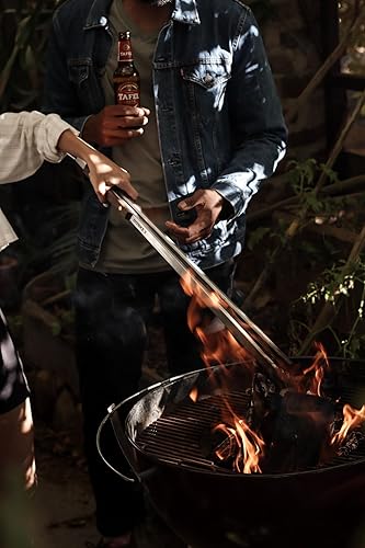 Miniatura 3 de Donkey Long Tong - Pinzas para barbacoa de 32 pulgadas, extra largas, acero inoxidable, pinzas de bloqueo, abrebotellas, asas de madera, pinzas de