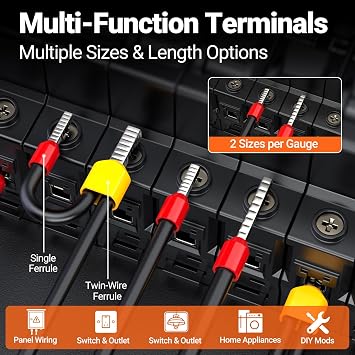 Preciva Crimping Pliers Ferrules Pliers and Wire Stripper for Conductors from 0.2 to 6.0 mm² Set with Case Crimping Pliers 0.08-16 mm² with 265 Twin and 1110 Single-Line Ferrules Set