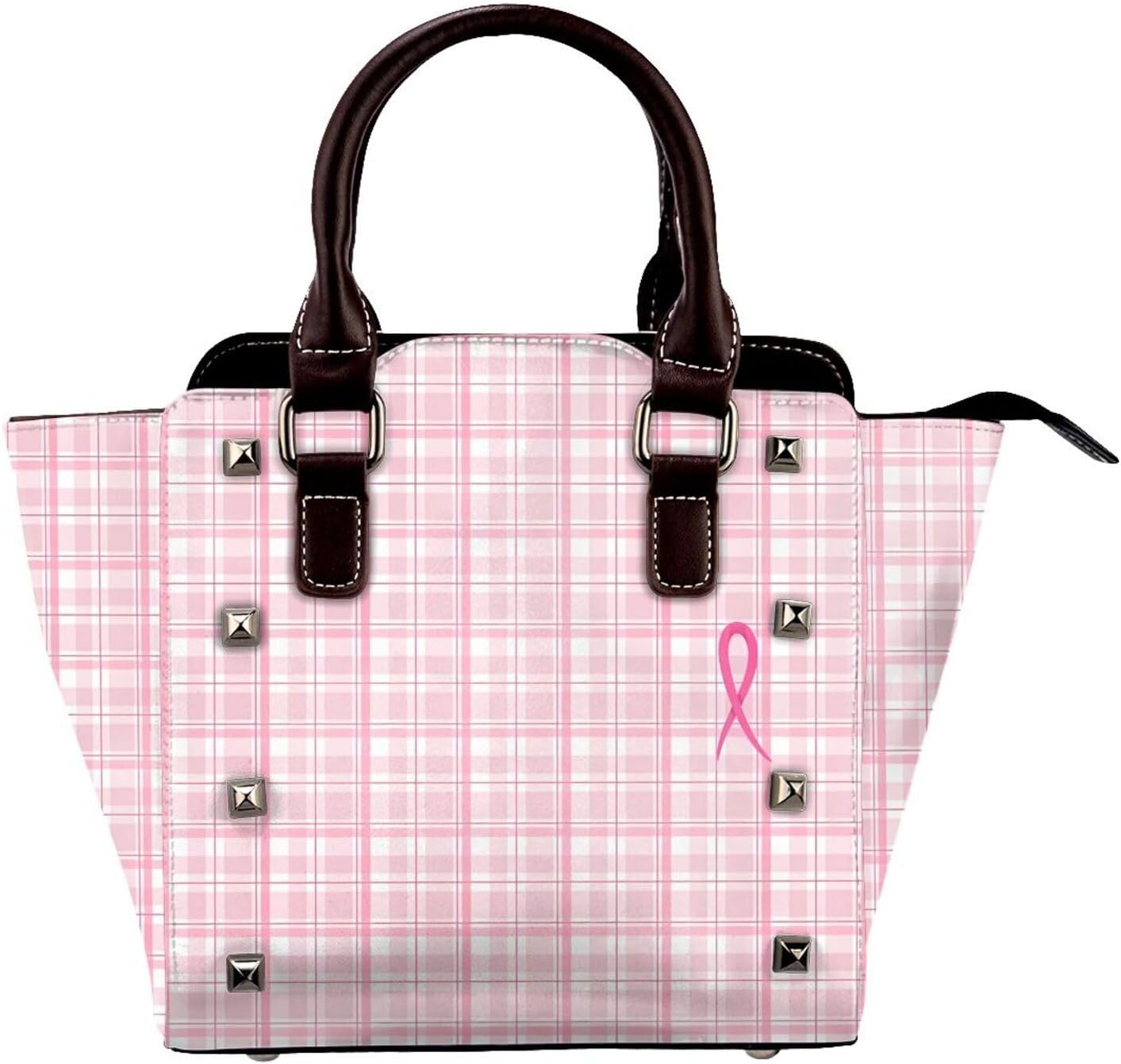 DWomen's Pu Leather Handbag Rivet Shoulder Bag Fashion Studded Top Handle Satchel Crossbody Tote Bag Punk Bag Purse