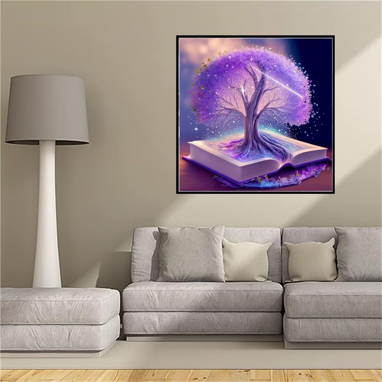 Kit Diamant Painting Arbre Violet 40x40cm, le Cadeau Idéal de Point de Croix pour Adulte