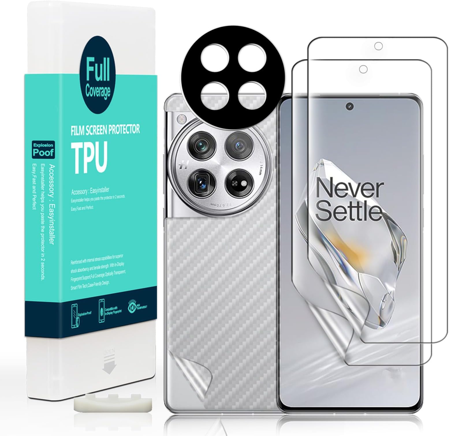Screen Protector For Oneplus 12 5G 6.82"[2 Pack],Flexible TPU Film,With 1Pc Camera Lens Protector,1Pc Back Film,Bubble Free,Easy to install